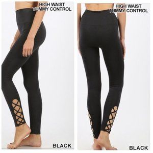 NEW Highrise black legging, tummy control, leg detail